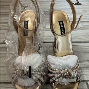 Nine West Metallic Strappy Heels